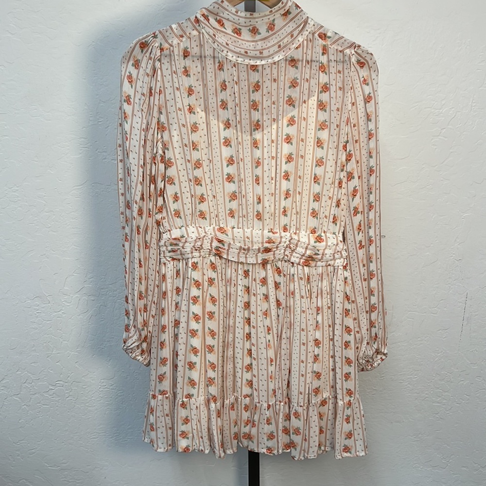 Anthropologie Let Me Be Mock Neck Georgette Floral Mini Dress Sz SP - Picture 11 of 16